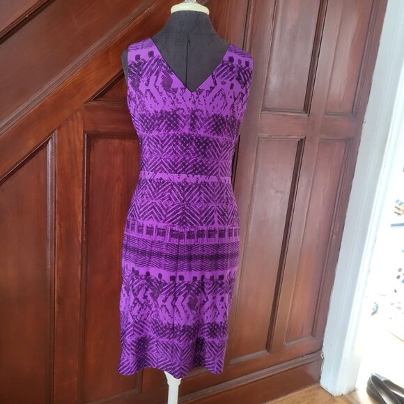 Lauren Ralph Lauren Purple Patterned Sleeveless V-Neck Wrap Sheath Dress Size 8 - Picture 2 of 6